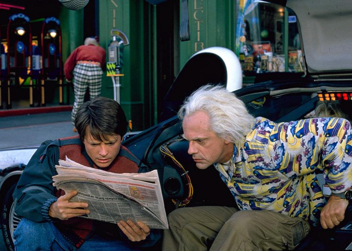 Michael J. Fox and Christopher Lloyd in Back to the Future Part 