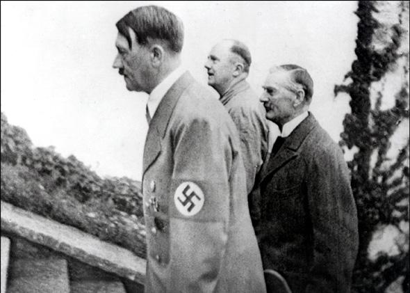 Undated archive of Adolf Hitler with British Prime minister Neville Chamberlain.