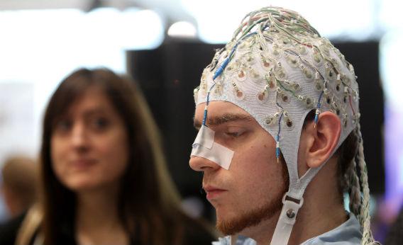 Man being monitored by EEG