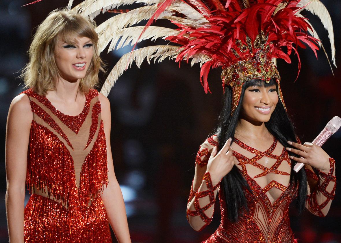 Taylor Swift and Nicki Minaj at the VMAs. 