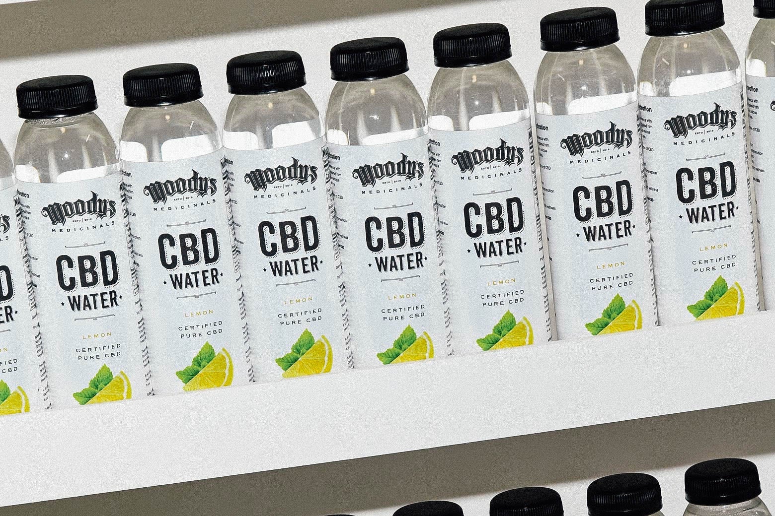 Bottles of Moody's Medicinals CBD water