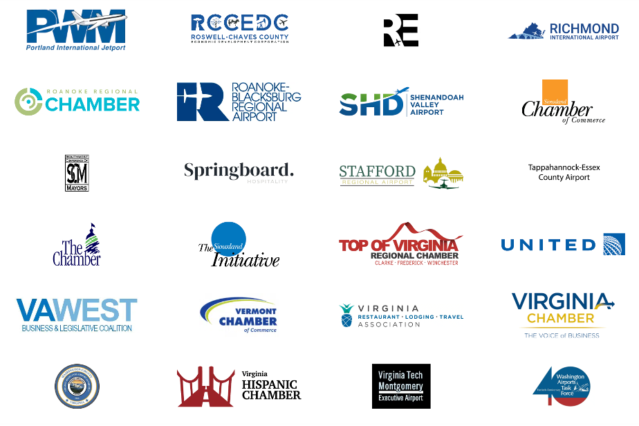 An image that shows the companies behind Protect Regional Airports, including United.