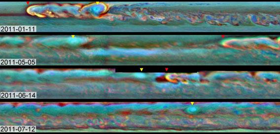 Saturn storm over time