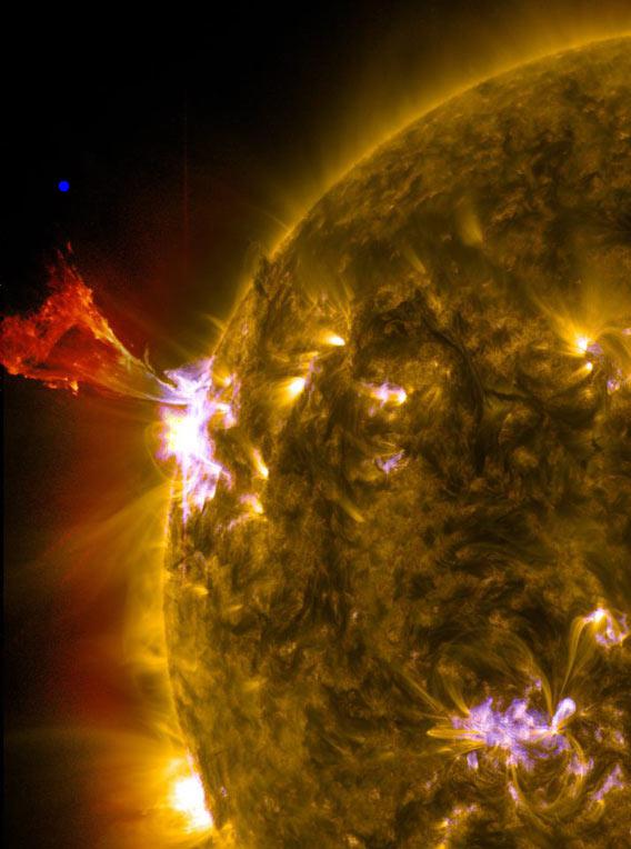 Solar flare and prominence on May 3, 2013