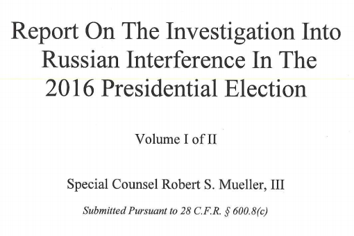 The title page of the Mueller Report.