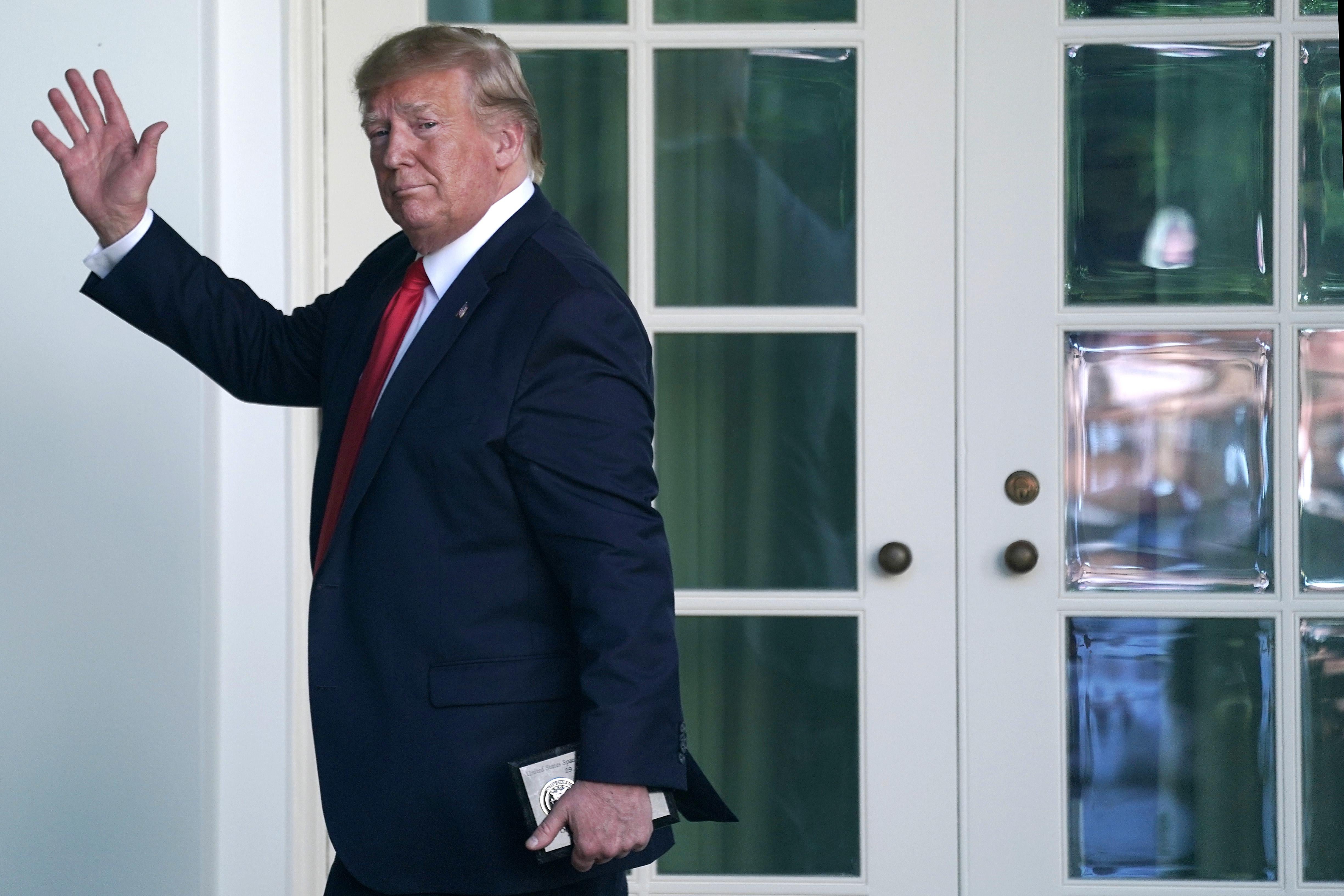 WASHINGTON, DC - AUGUST 29: U.S. President Donald Trump heads back to the Oval Office after attending an event establishing the U.S. Space Command, the sixth national armed service, in the Rose Garden at the White House August 29, 2019 in Washington, DC. Citing potential threats from China and Russia and the nation’s reliance on satellites for defense operations, Trump said the U.S. needs to launch a 'space force.' U.S. Air Force Gen. John Raymond will serve as the first head of Space Command, which will have 87 active units handling operations such as missile warning, satellite surveillance, space control and space support. (Photo by Chip Somodevilla/Getty Images)