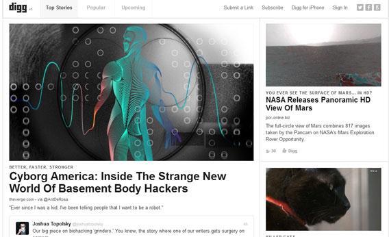Screenshot of Digg.