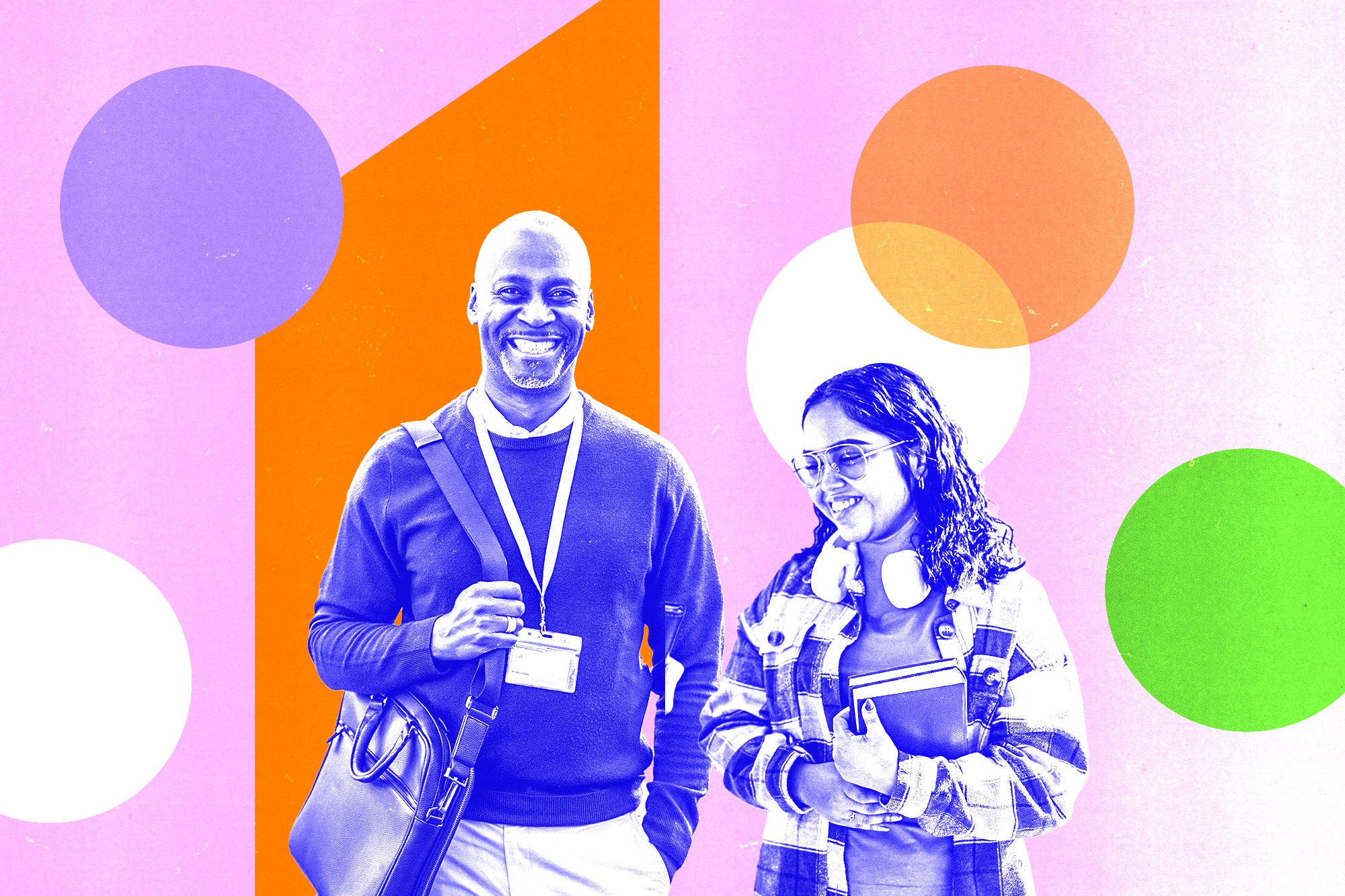 Two colleagues standing side by side.