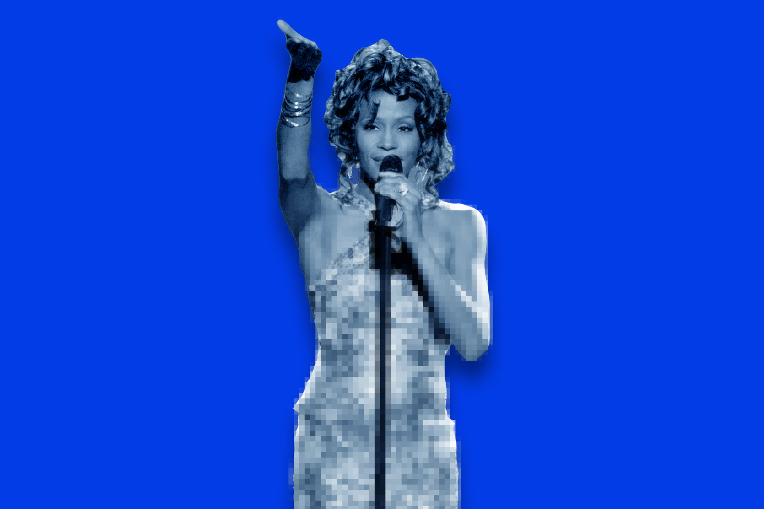 A depiction of Whitney Houston as a hologram.