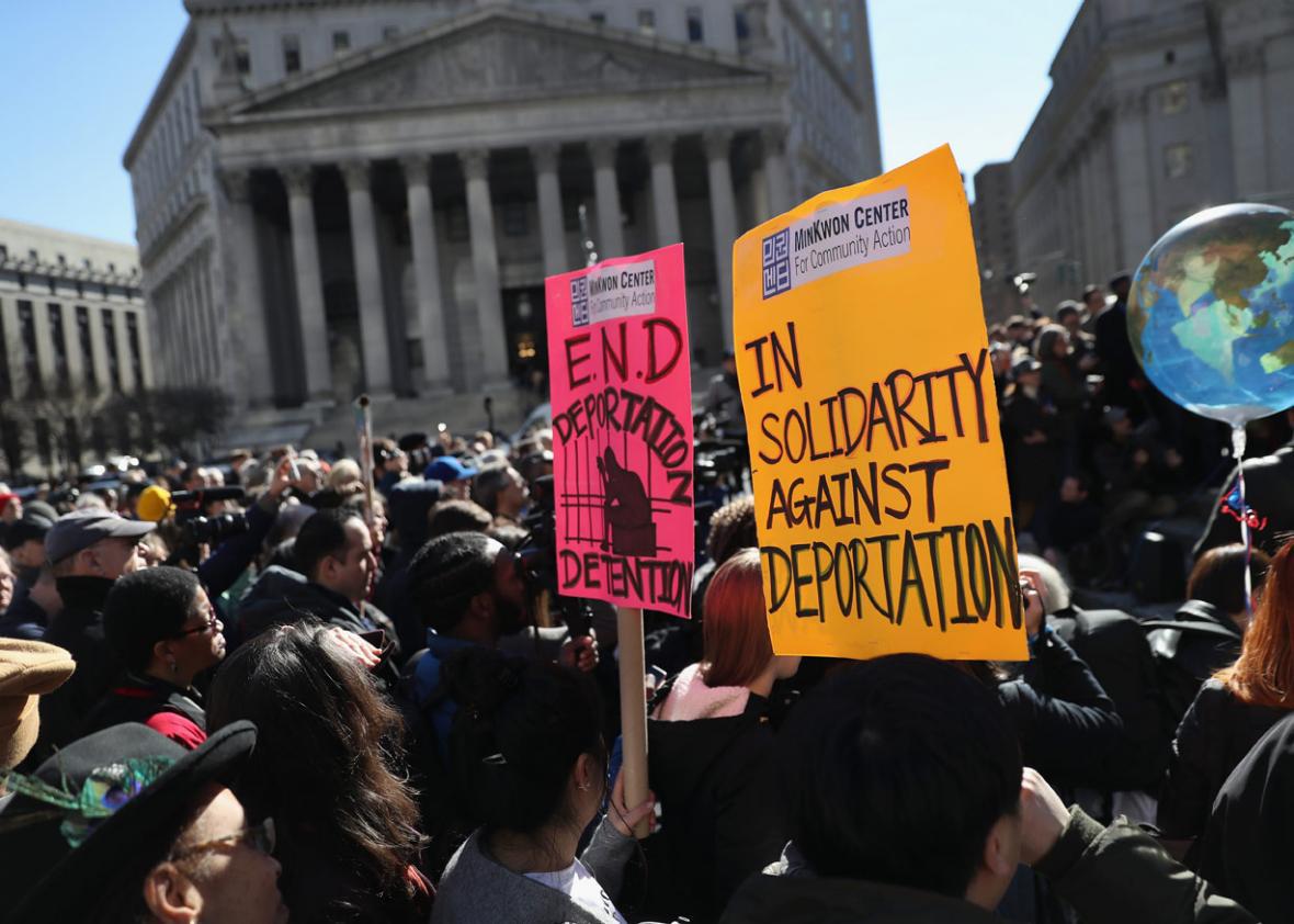 Protesters take part in a Solidarity Rally Against Deportation.