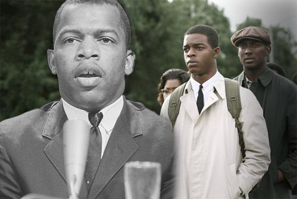 John Lewis in April 6, 1964, left; Stephan James as John Lewis in Selma.