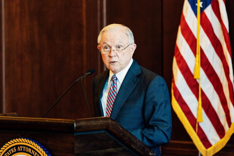 Attorney General Jeff Sessions delivers remarks on immigration and law enforcement actions at Lackawanna College on June 15 in Scranton, Pennsylvania.