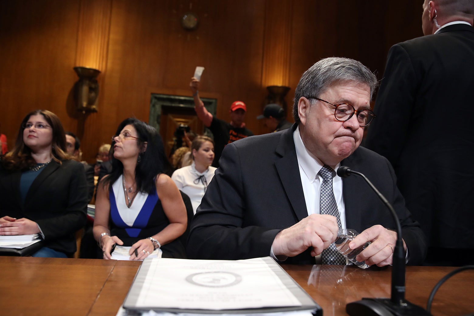 Attorney General William Barr arrives to testify before the Senate Appropriations Committee.