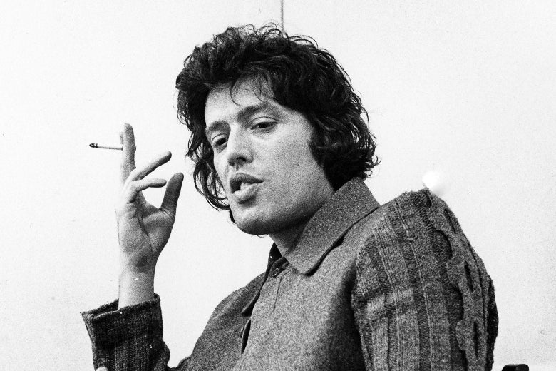 Tom Stoppard smoking a cigarette