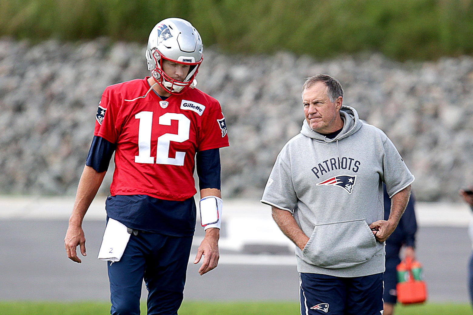 New England Patriots quarterback Tom Brady and coach Bill Belichick.