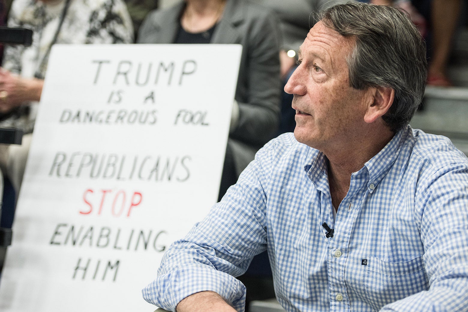 Rep. Mark Sanford waits for his introduction during a town hall meeting March 18, 2017, in Hilton Head, South Carolina.