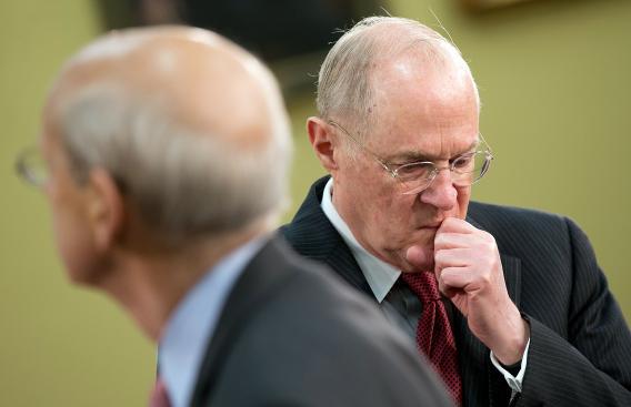 Supreme Court Associate Justices Anthony Kennedy (R) and Stephen Breyer.