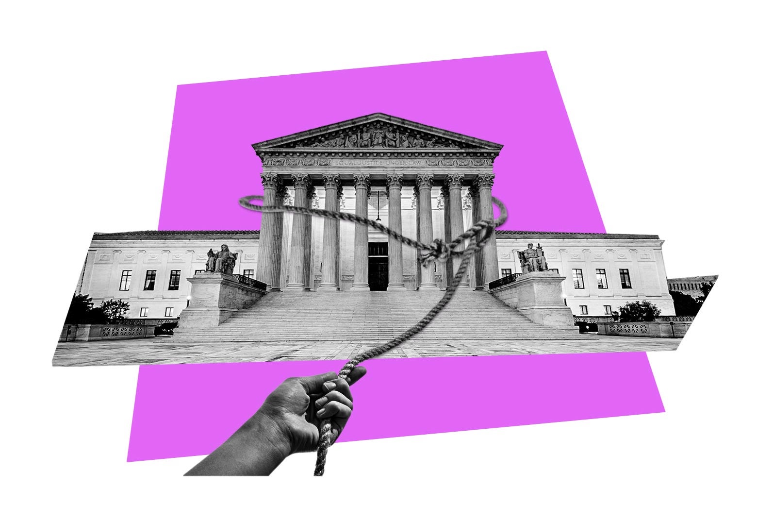 The Supreme Court building is encircled by a giant lasso.