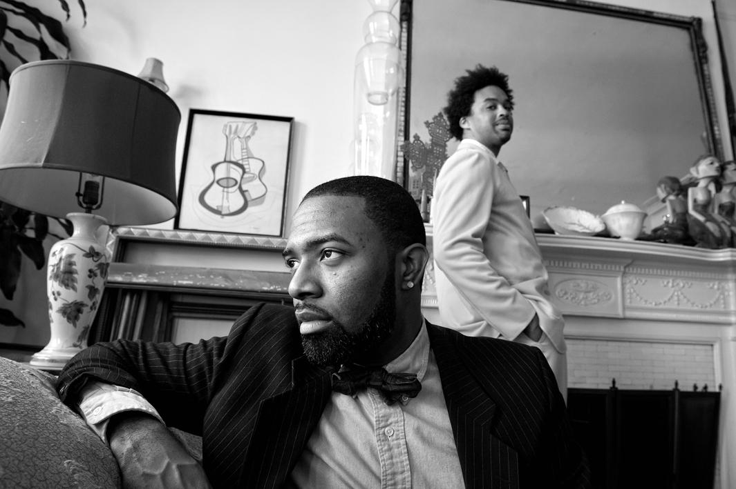 Harlem, New York 2011. Jerome Williams with his social father James Reynolds in the background. James is Jerome's main father figure, even though Jerome knows of his biological father.