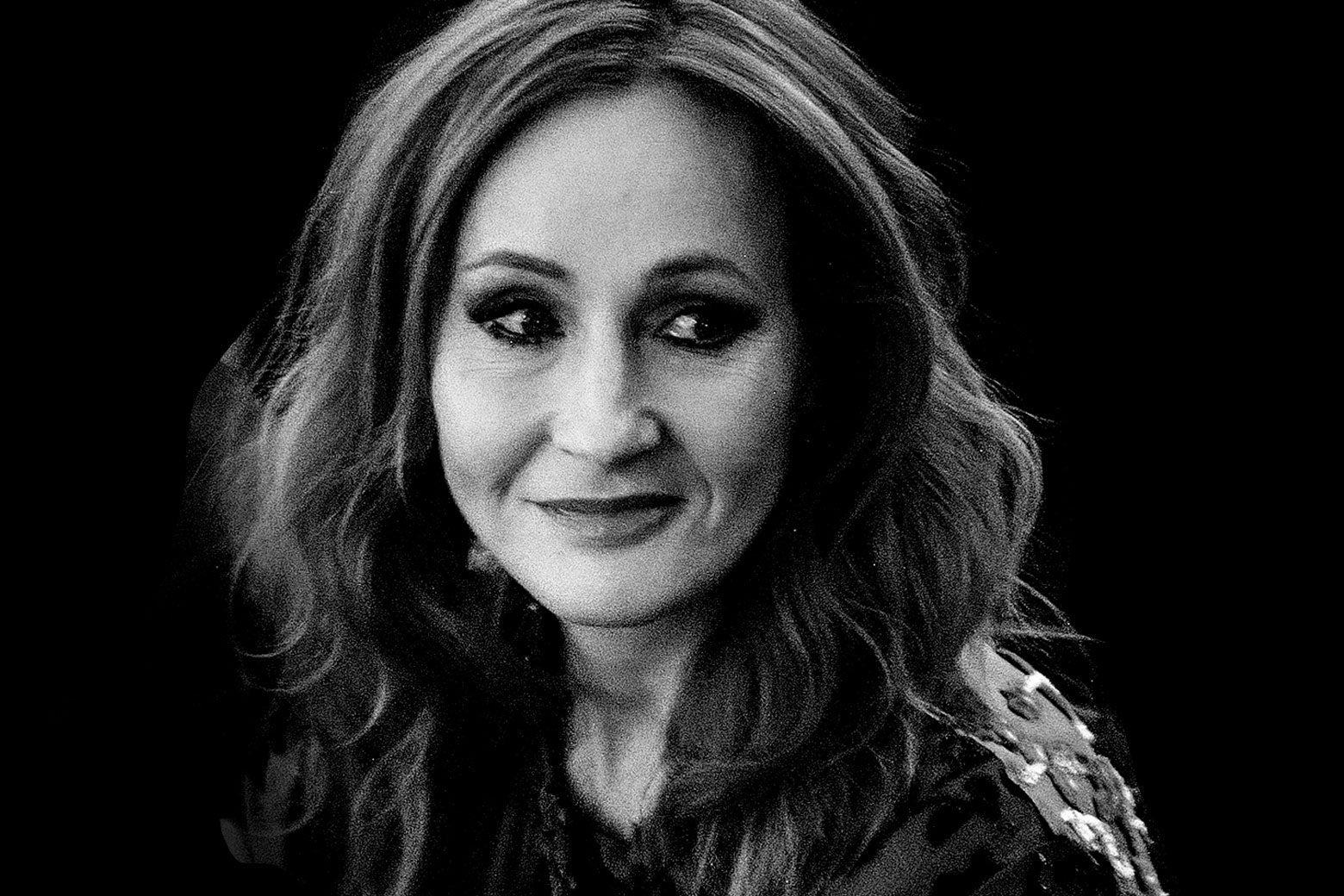Black-and-white photo of J.K. Rowling.