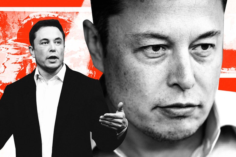 A photo illustration featuring two images of Elon Musk.