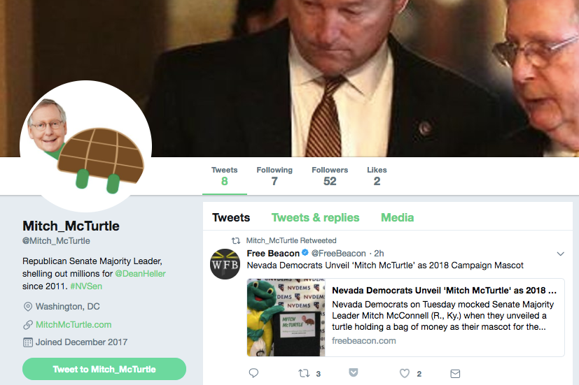 Nevada Democrats' official Mitch McTurtle Twitter page.