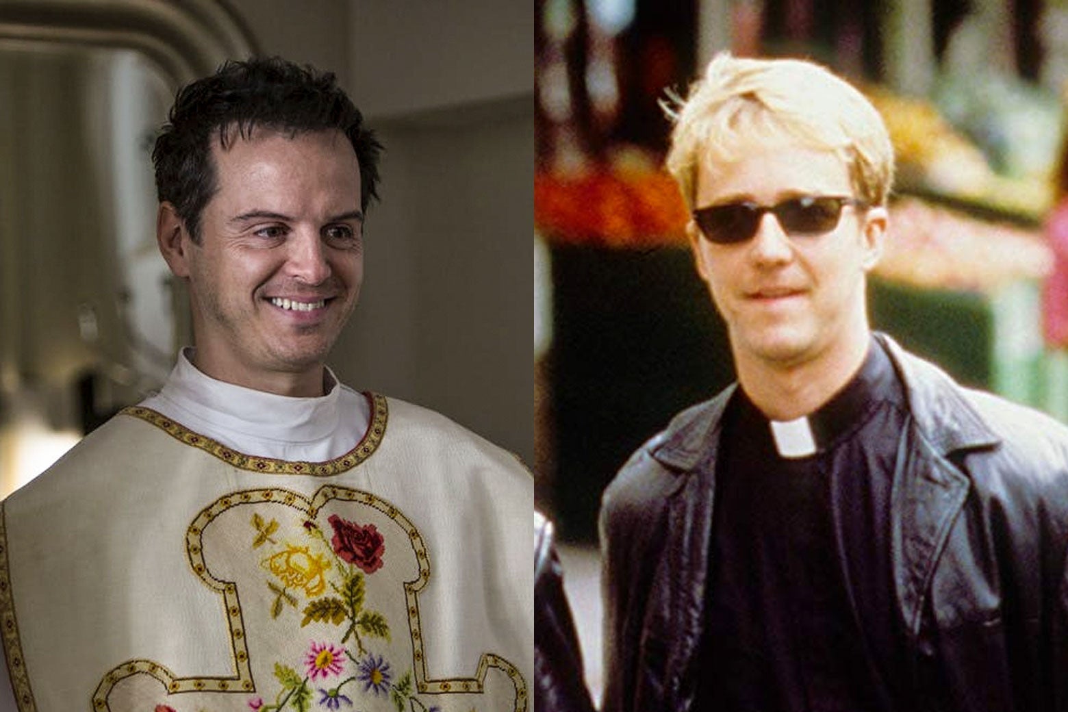 Andrew Scott in Fleabag and Edward Norton in Keeping the Faith.