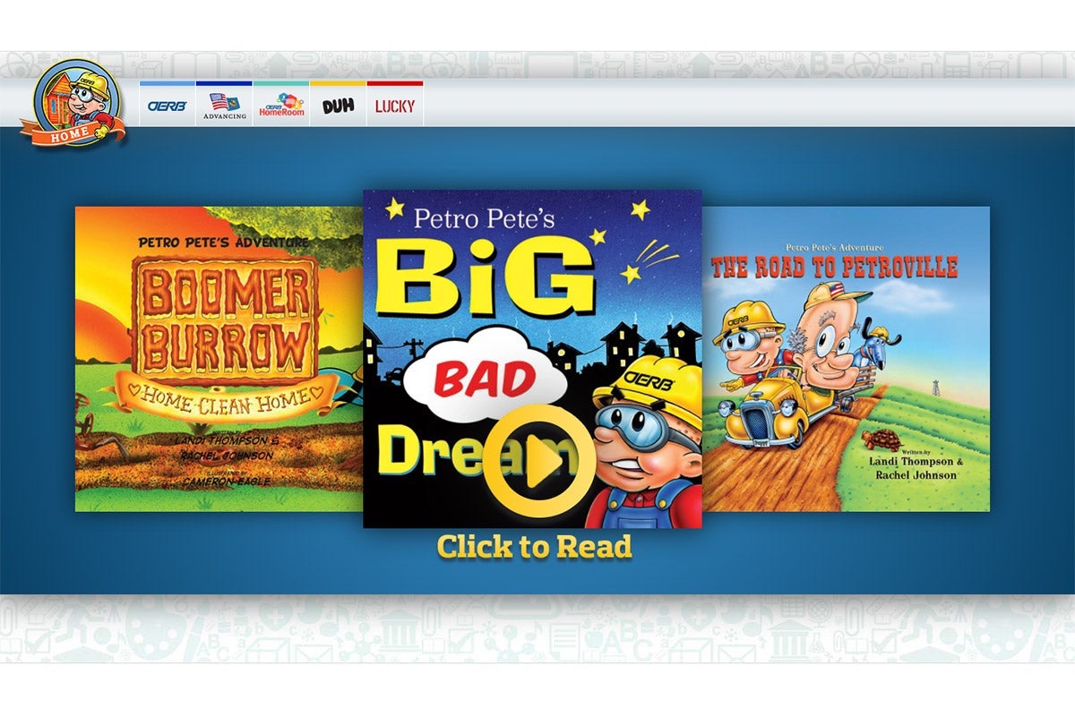 A screenshot of a webpage advertising Petro Pete books.