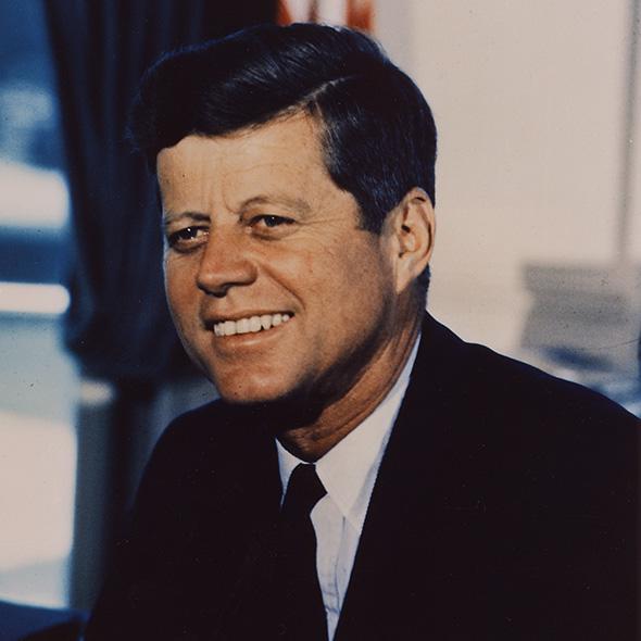 John F. Kennedy, photograph in the Oval Office.