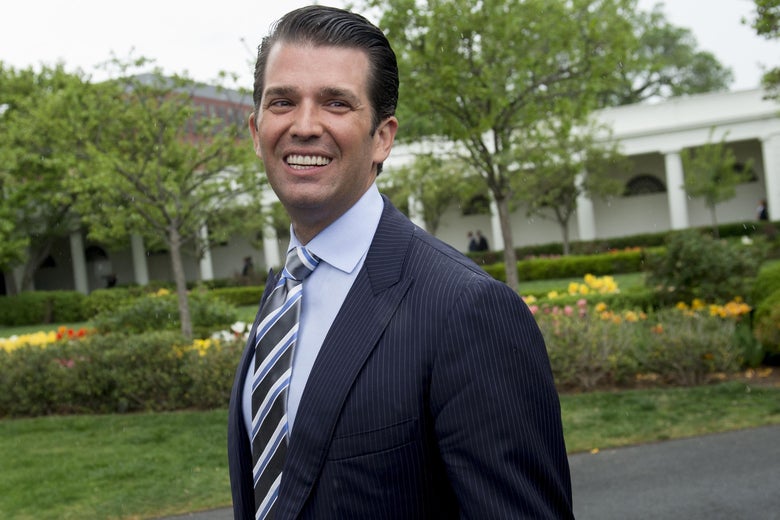 Donald Trump, Jr., son of US President Donald Trump, attends the 139th White House Easter Egg Roll on the South Lawn of the White House in Washington, DC, April 17, 2017.