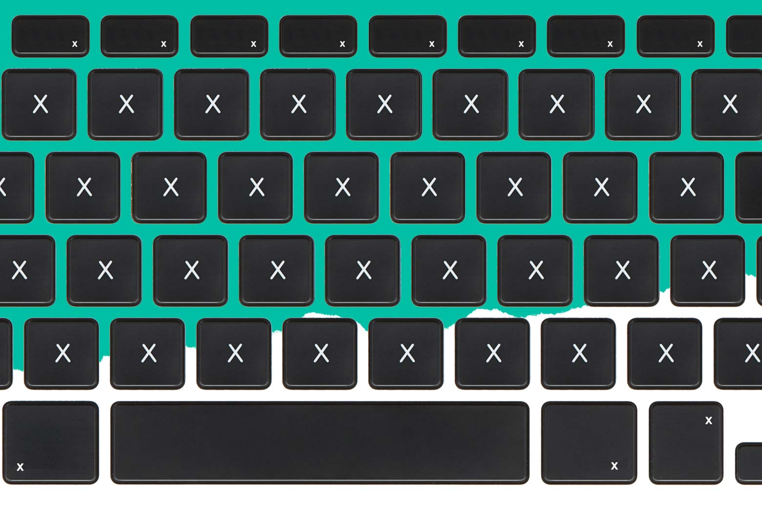 A keyboard with X’s instead of the letters.