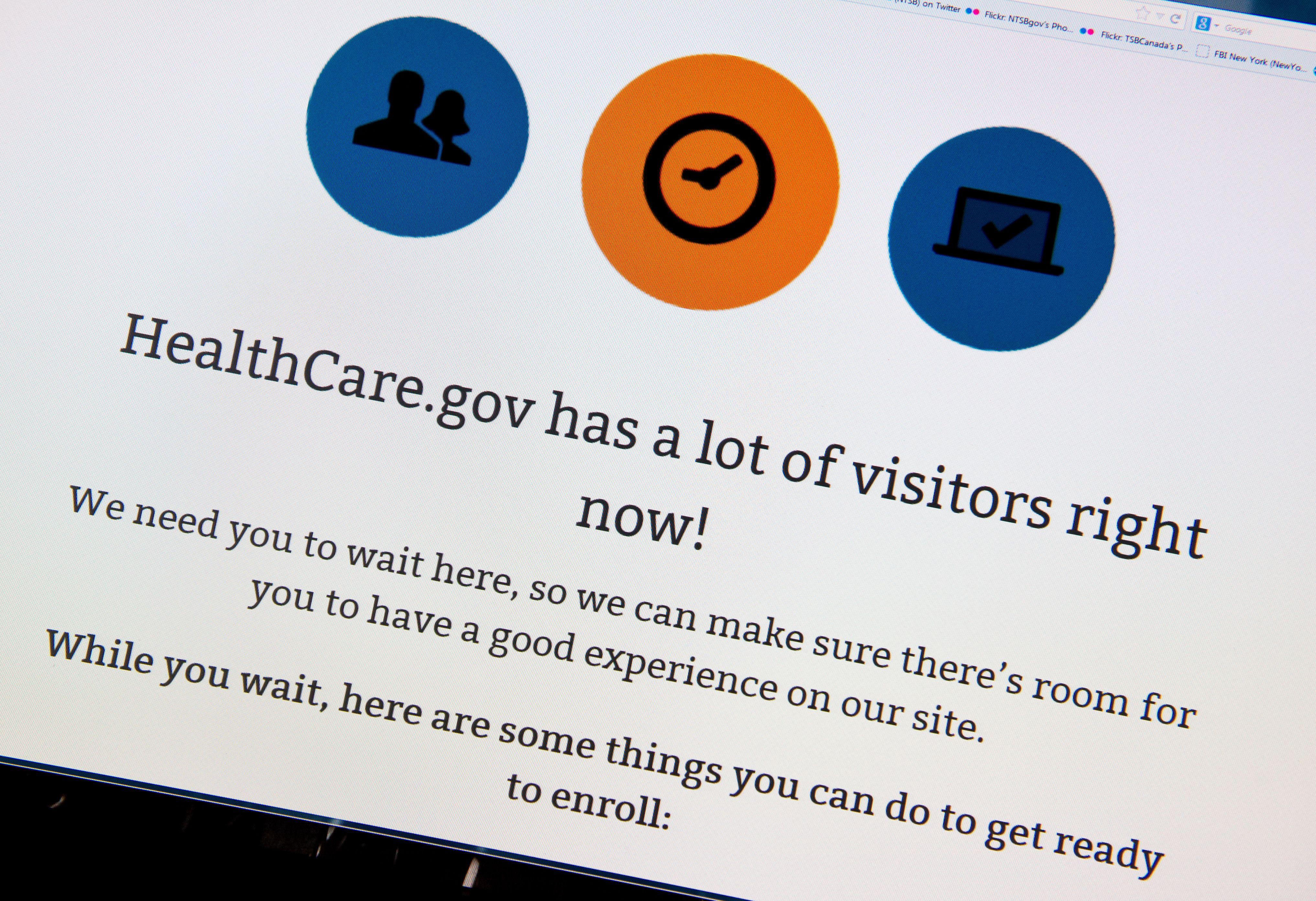 A waiting page on healthcare.gov