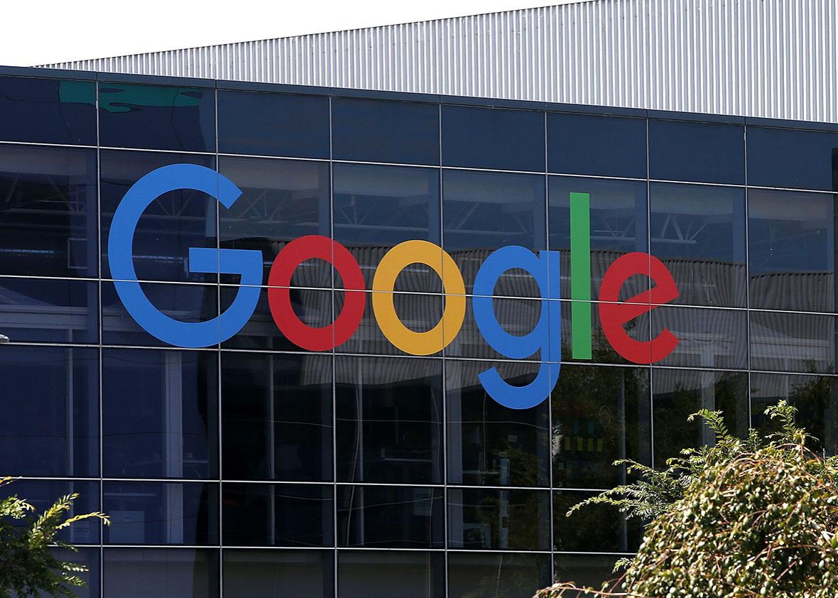 The new Google logo is displayed at the Google headquarters on September 2, 2015 in Mountain View, California.  
