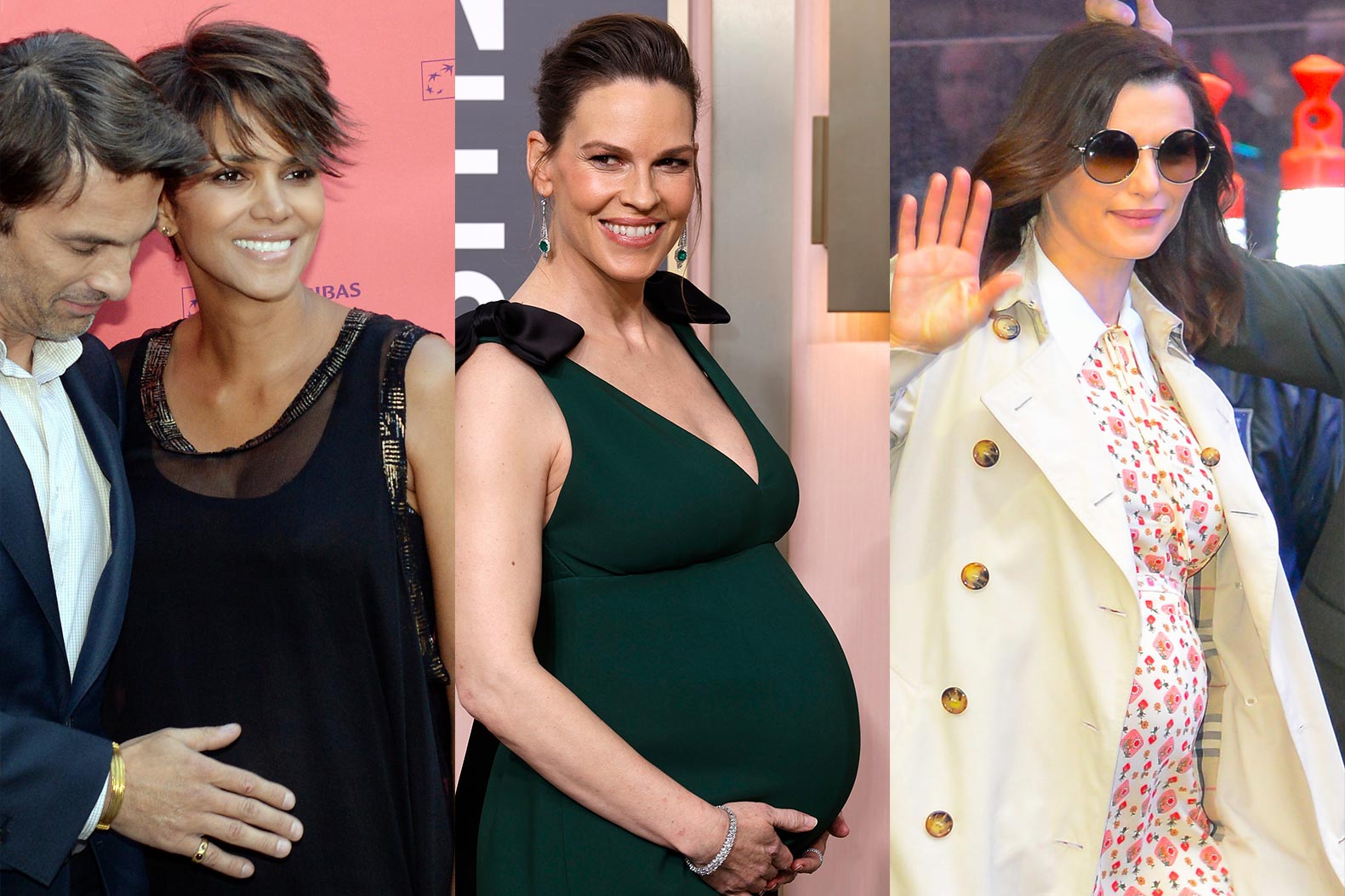 Three actresses displaying baby bumps.