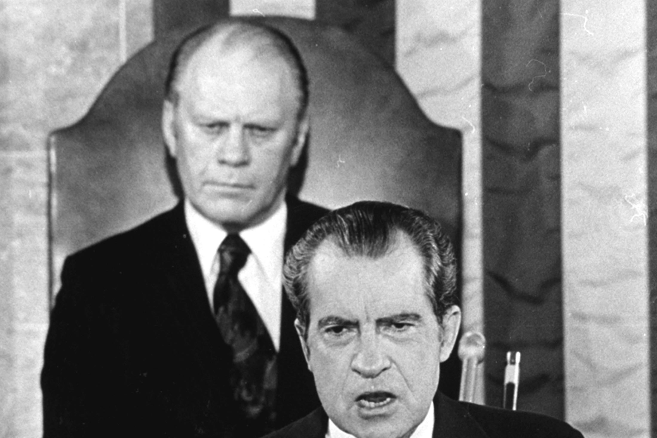 President Richard Nixon delivers his State of the Union in Washington in January 1974.