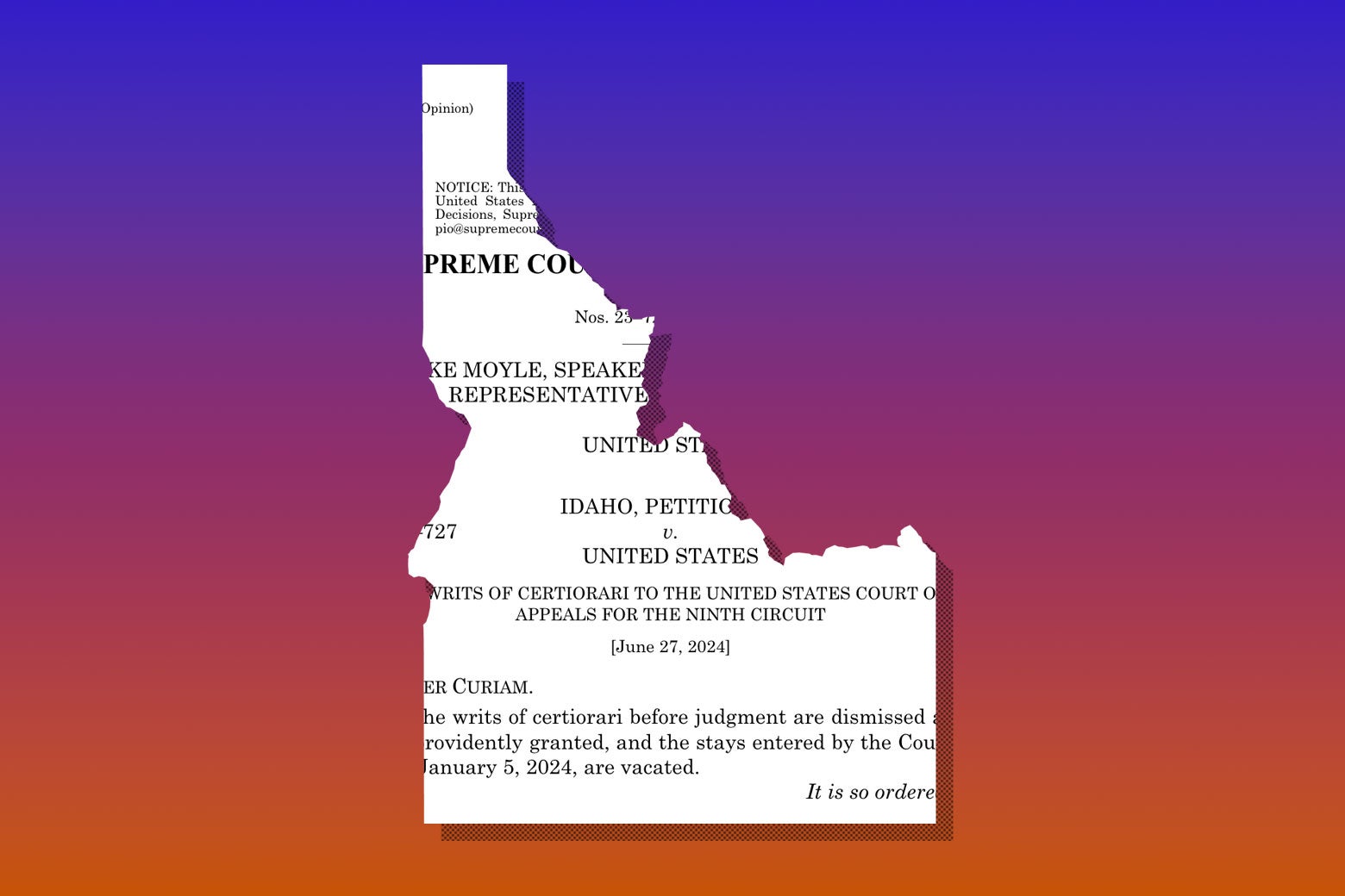 The status of Idaho's abortion ban following the Supreme Court decision.