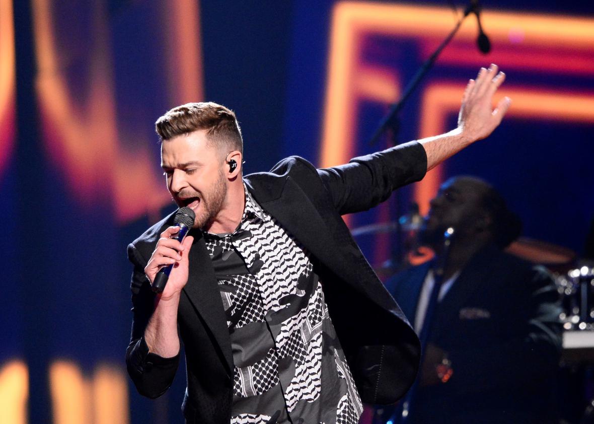 Justin Timberlake performing “Can’t Stop the Feeling” at Eurovision