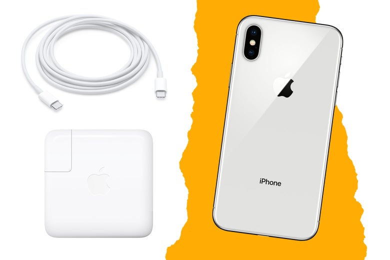 iPhone X with a USB C charger from a Macbook