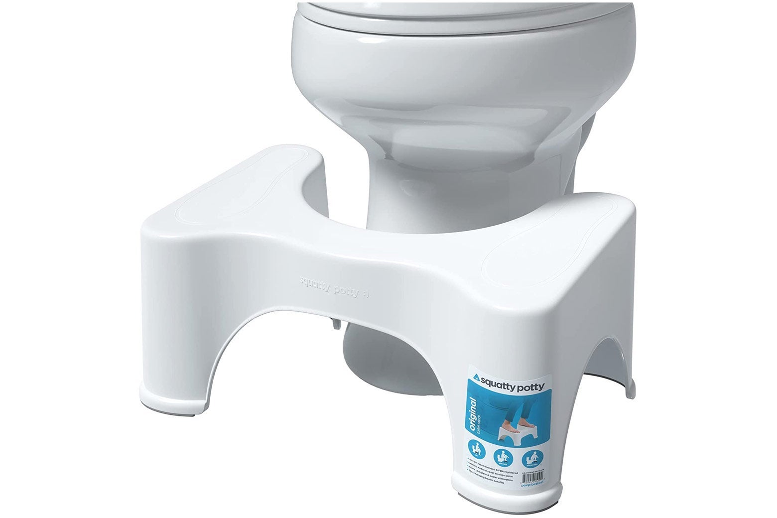 Low stool in front of a toilet