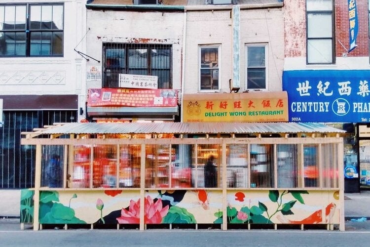 Think!Chinatown, A+A+A Studio, and Chaos Built created Assembly Chinatown, constructing structures for local businesses at no cost.