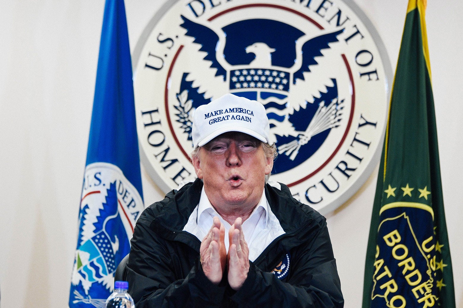 President Donald Trump speaks during his visit to McAllen Station in Texas on Thursday.