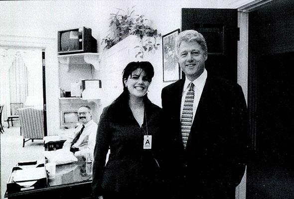 White House intern Monica Lewinsky meeting President Bill Clinton.