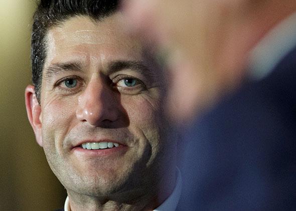 Rep. Paul Ryan (R-WI)  is interviewed by former Republican presidential candidate Mitt Romney.