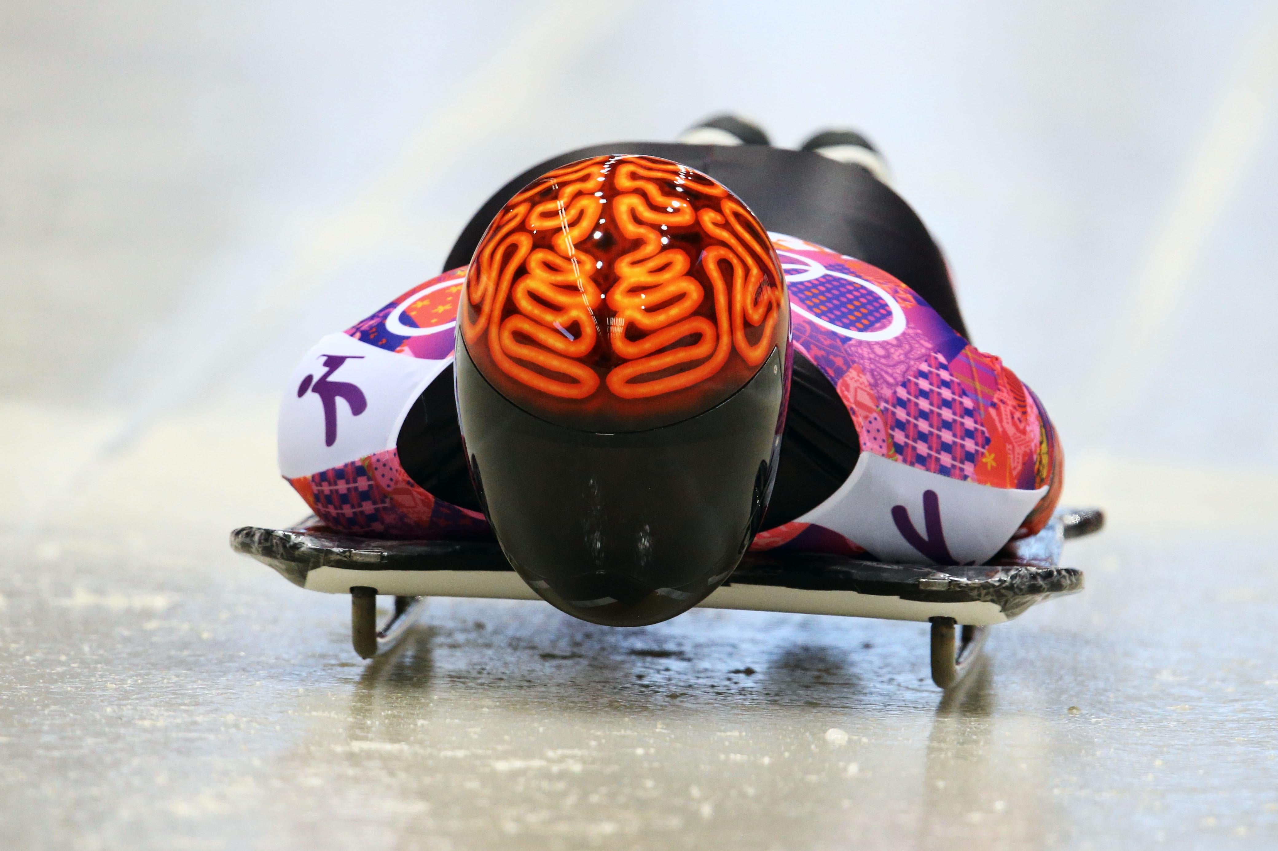 SOCHI, RUSSIA - FEBRUARY 14: John Fairbairn of Canada competes during the Men's Skeleton heats on Day 7 of the Sochi 2014 Winter Olympics at Sliding Center Sanki on February 14, 2014 in Sochi, Russia.  (Photo by Al Bello/Getty Images)