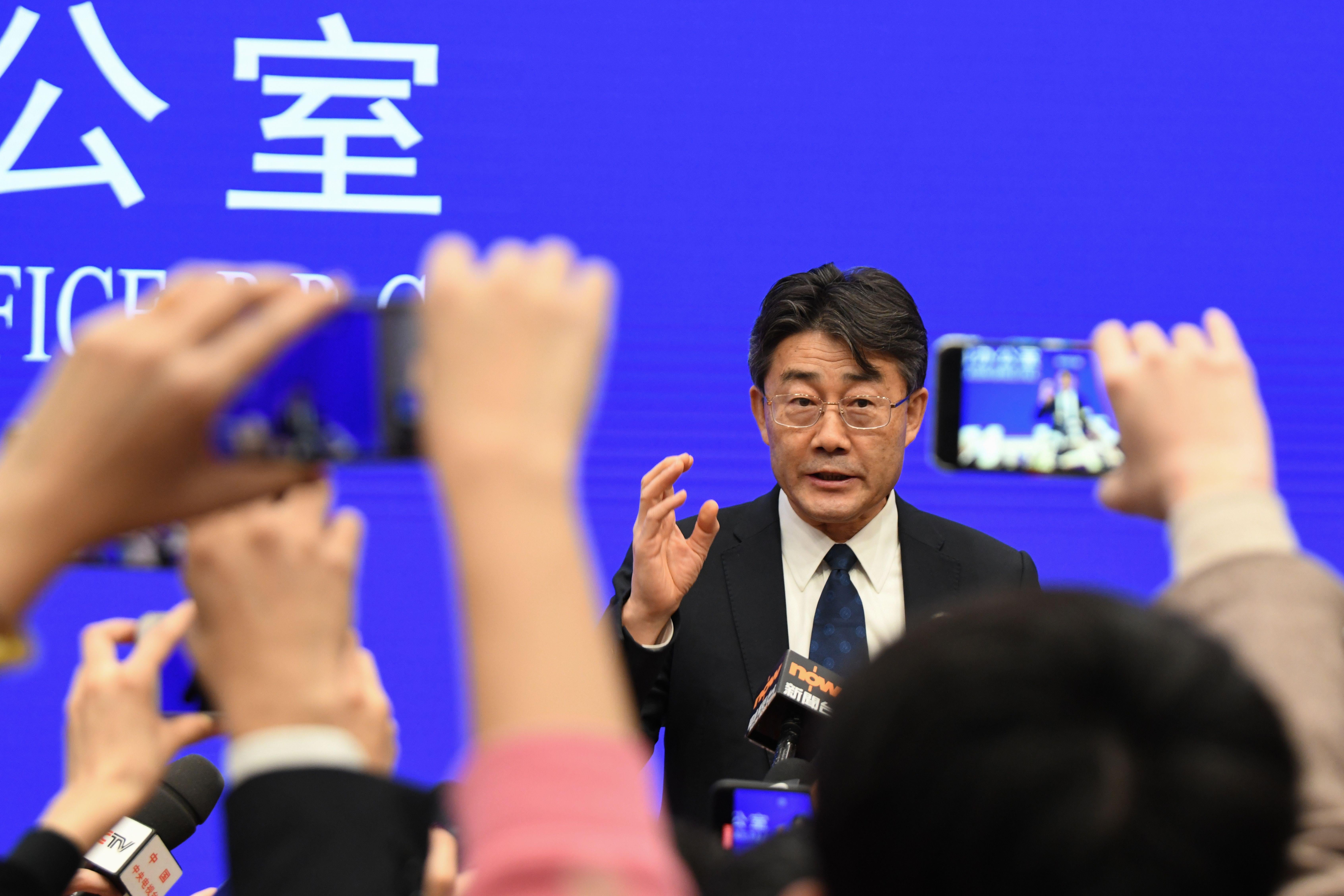 Director of the Chinese Center for Disease Control and Prevention Gao Fu speaks during a State Council Information Office press conference in Beijing on January 26, 2020.