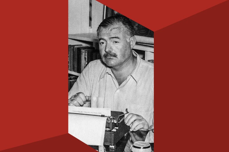 Ernest Hemingway at his typewriter