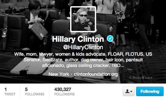 Hillary Clinton's Twitter profile