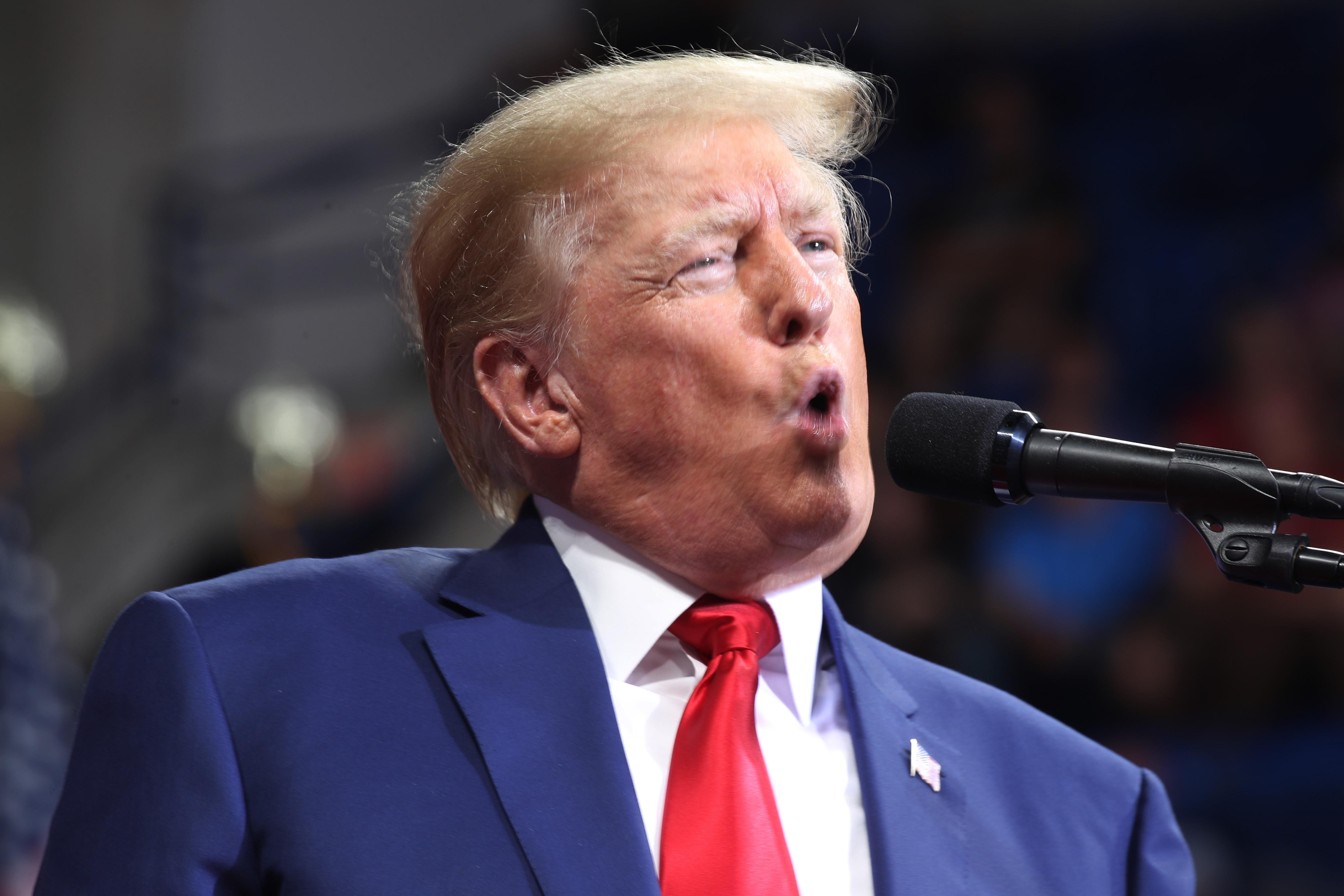 Trump with his mouth open.