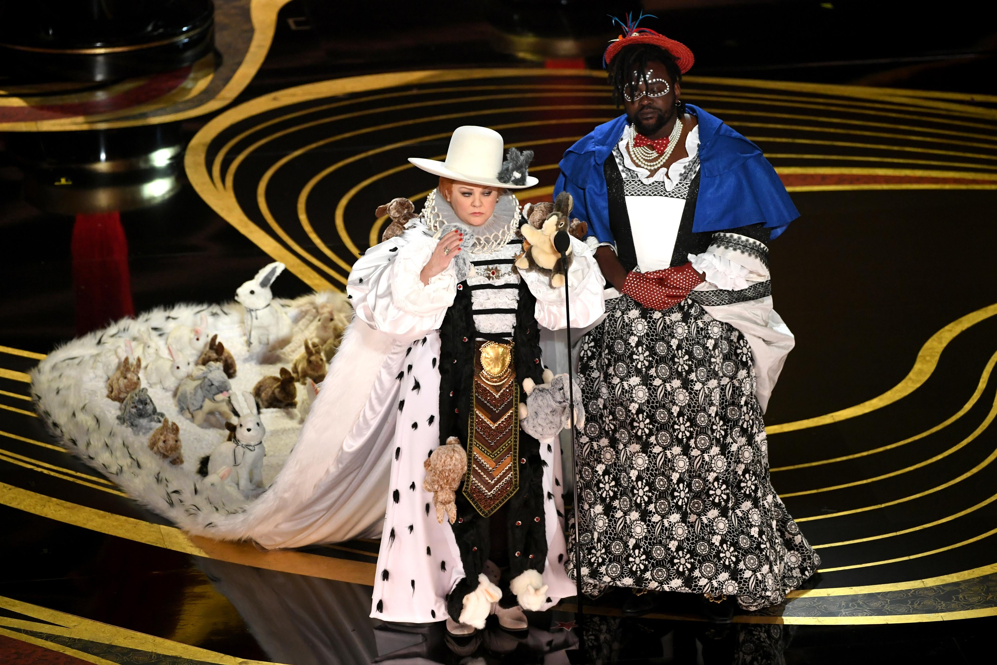 Melissa McCarthy and Brian Tyree Henry in their outlandish Oscar duds.