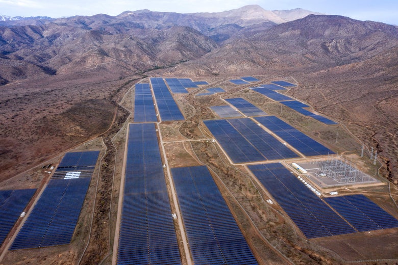 An aerial view of the Quilapilun PV plant